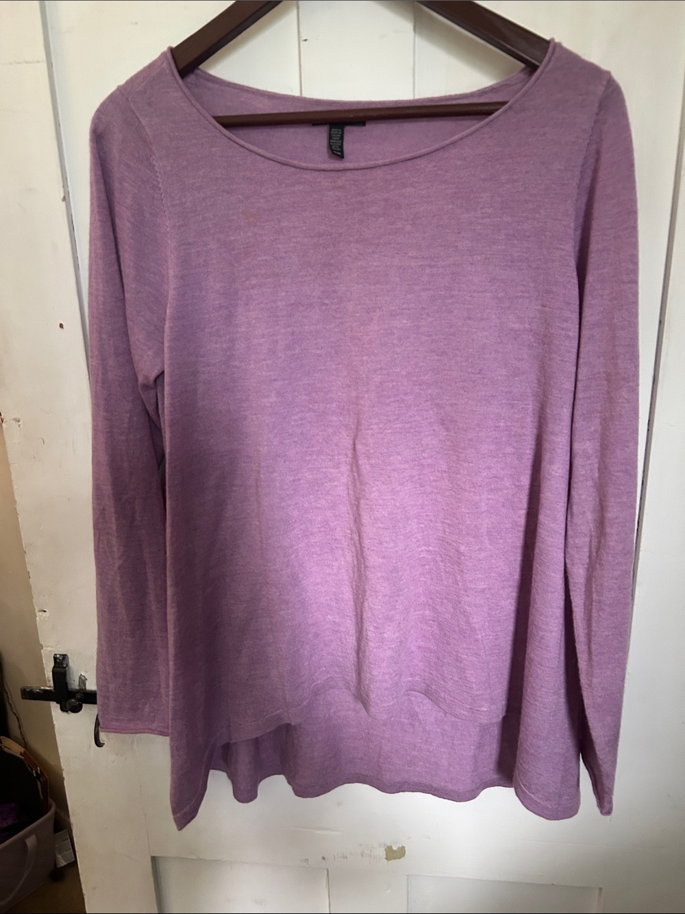Eileen Fisher Lavender Scoop Neck Long Sleeve Top